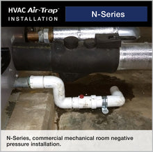 HVAC Air-Trap N Series, commercial mechanical room negative pressure installation. - Waterless HVAC Condensate Trap - Des Champs Technologies