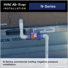 HVAC Air-Trap N Series commercial rooftop negative pressure installation - Waterless HVAC Condensate Trap - Des Champs Technologies