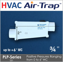 PLP-Series Air-Trap™: Positive Pressure, Low-profile - Pressures from 0 to 40" WC HVAC Waterless Condensate Trap allows liquid condensate to drain from the HVAC equipment and simultaneously prevents air from entering or escaping from the equipment. From Des Champs Technologies.